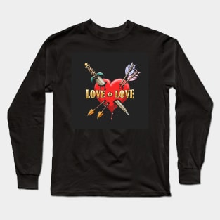 Heart Pierced by Dagger and Arrows and Wording Love is love Long Sleeve T-Shirt